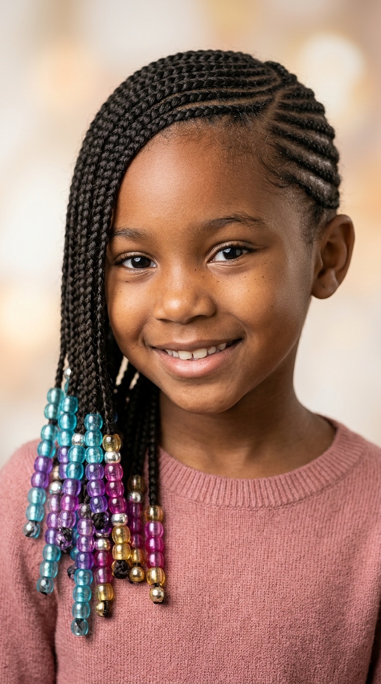 Side-Swept Braids with Ombre Beads