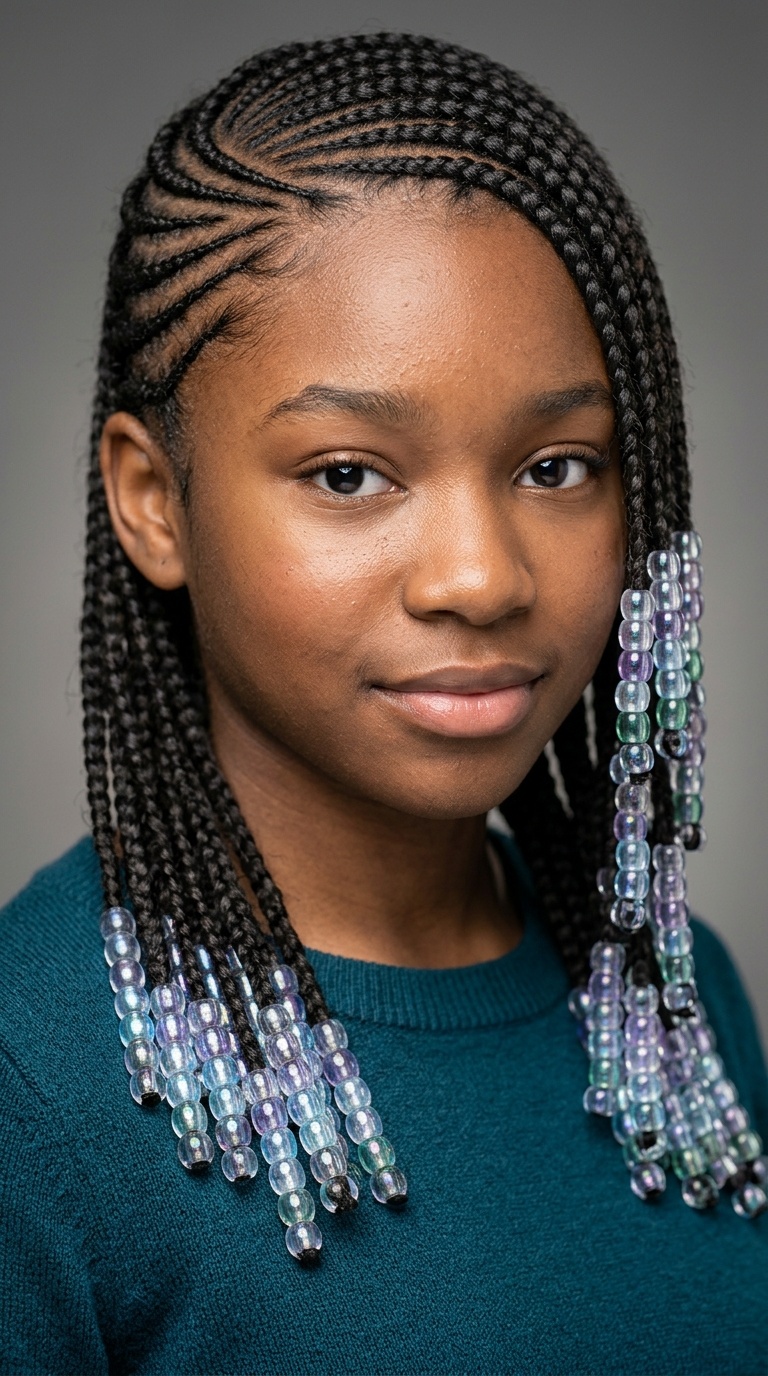 Side-Swept Braids with Ombre Beads