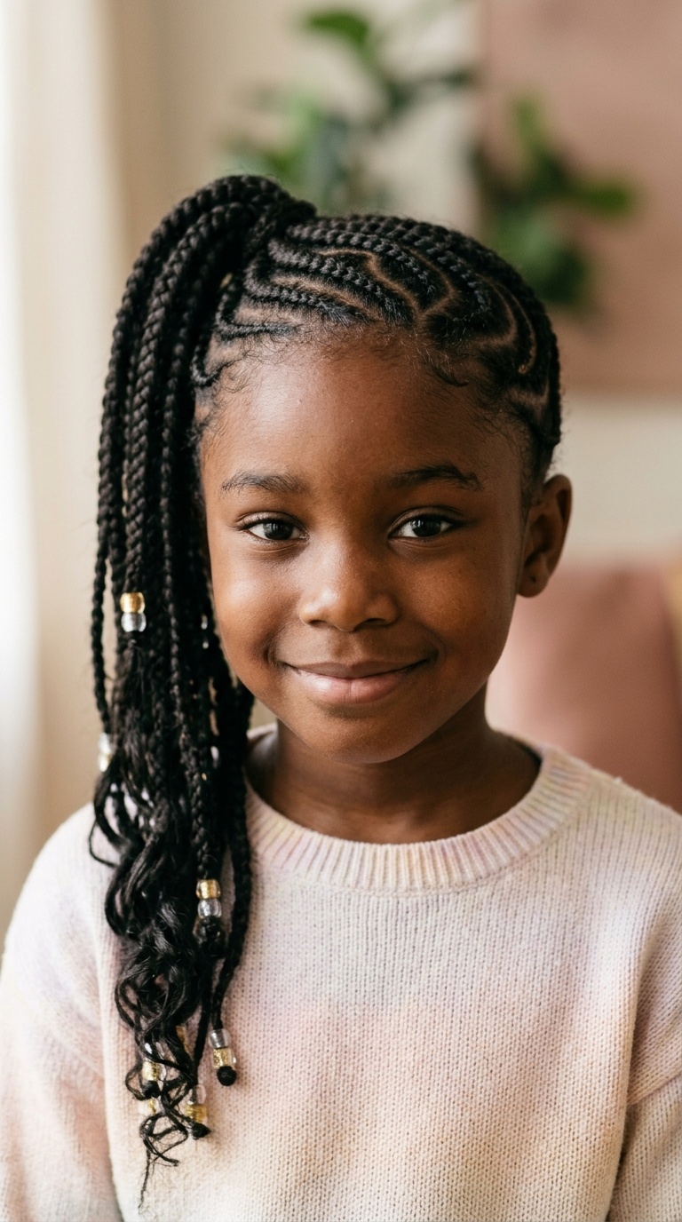 Side-Swept Braids with Wave Patterns