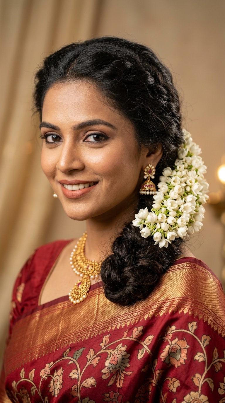 Side-Swept Bun with Jasmine Bunch