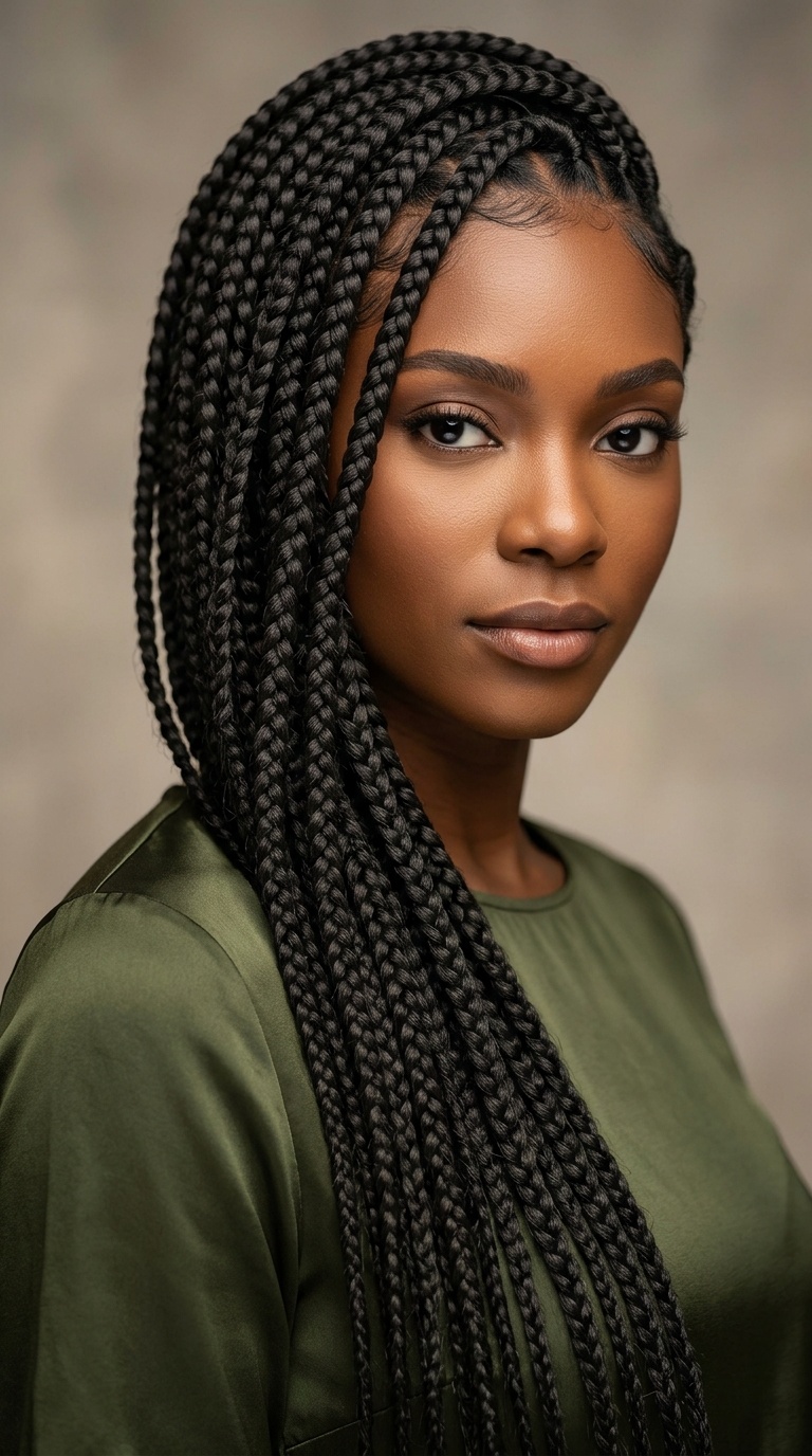 Side-Swept Cascading Braids