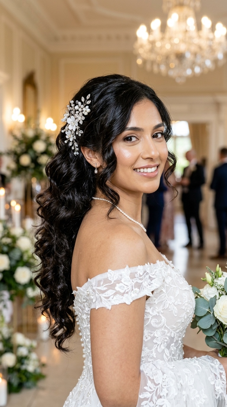 Side-Swept Cascading Curls