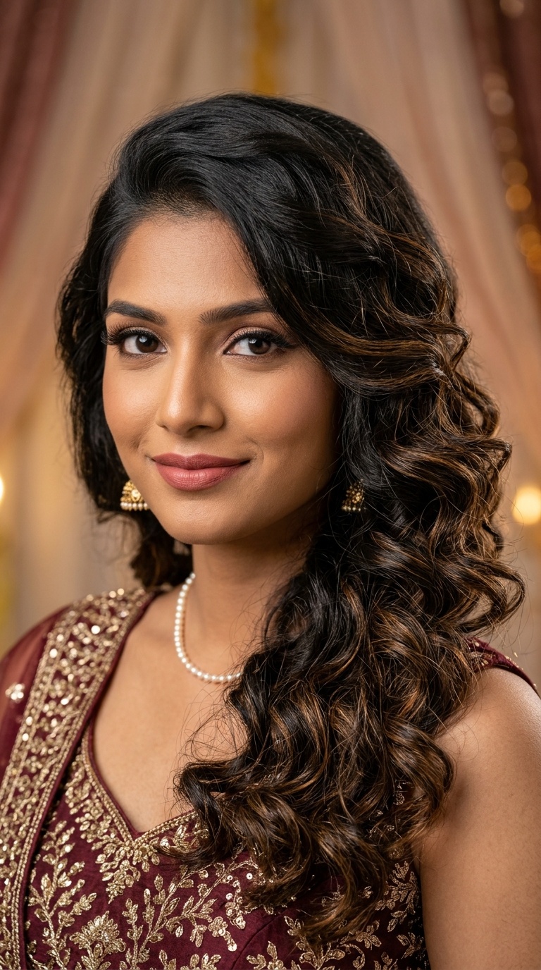 Side-Swept Cascading Curls