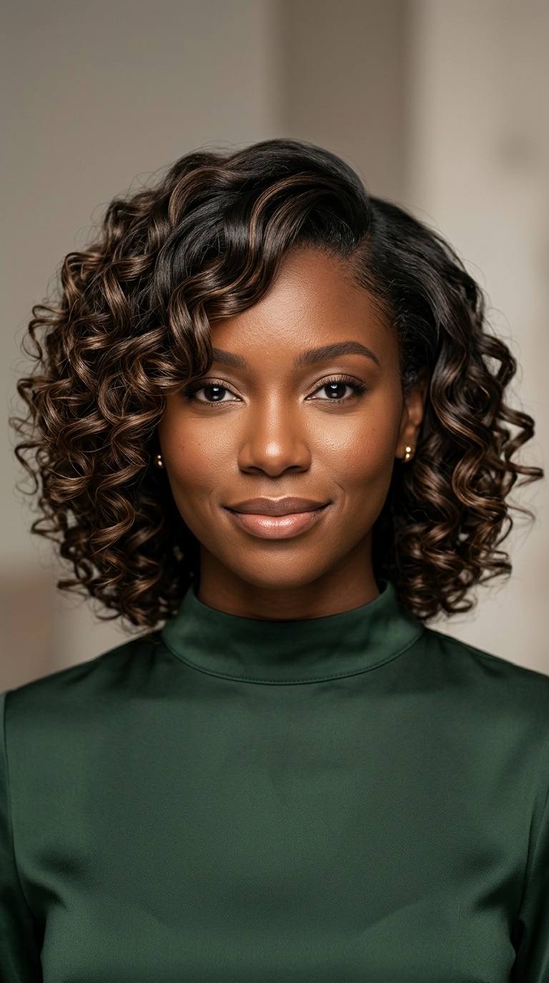 Side-Swept Cascading Curls
