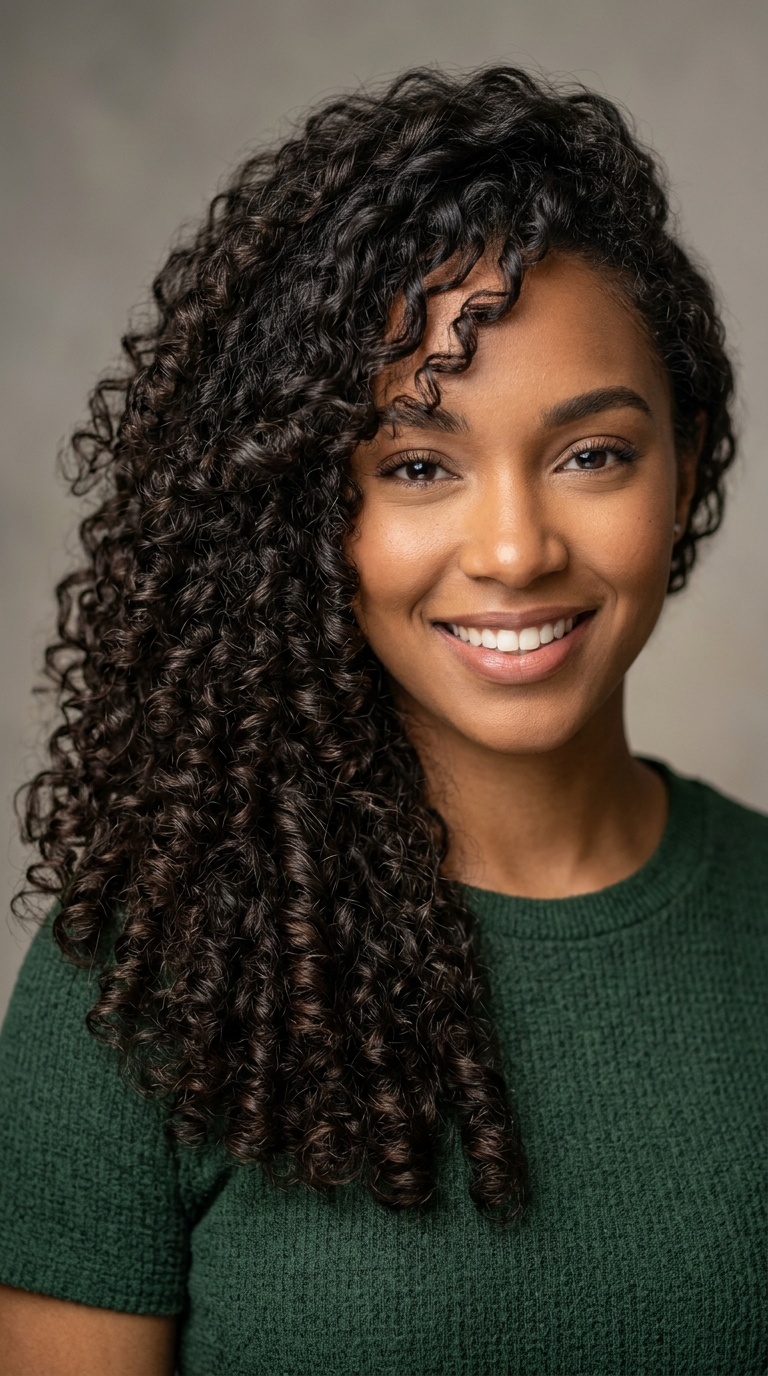 Side-Swept Cascading Curls