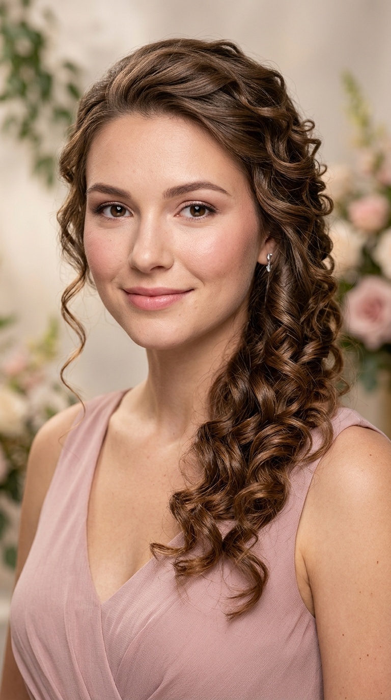 Side-Swept Cascading Curls