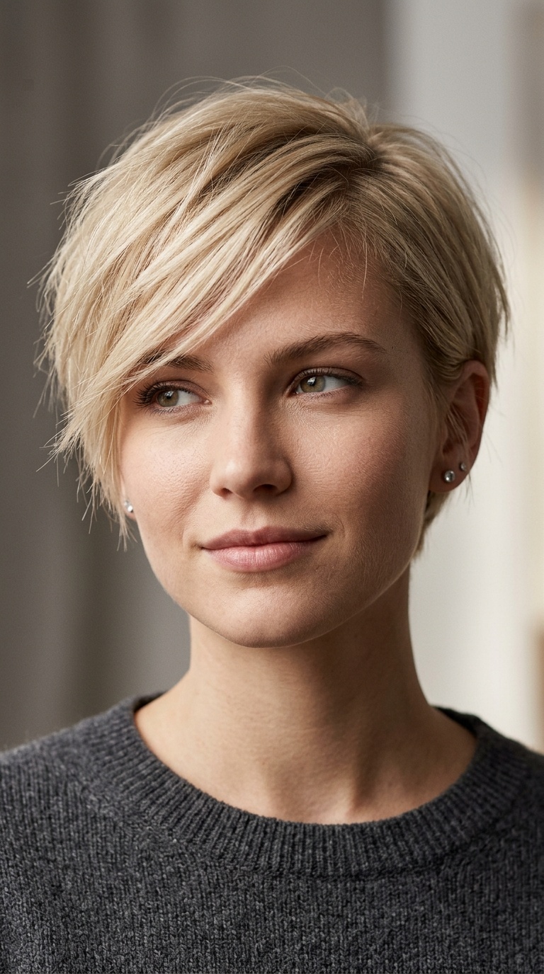Side-Swept Choppy Pixie