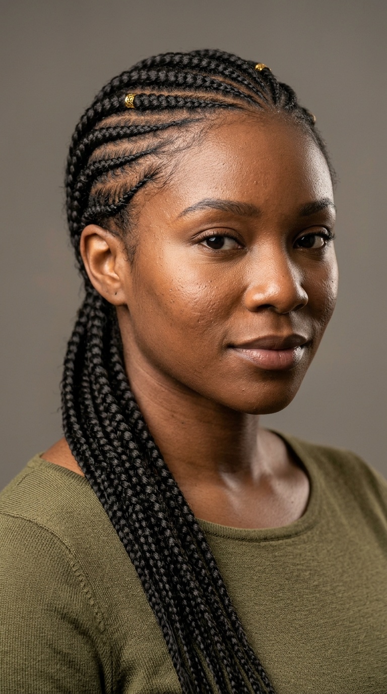 Side-Swept Cornrows