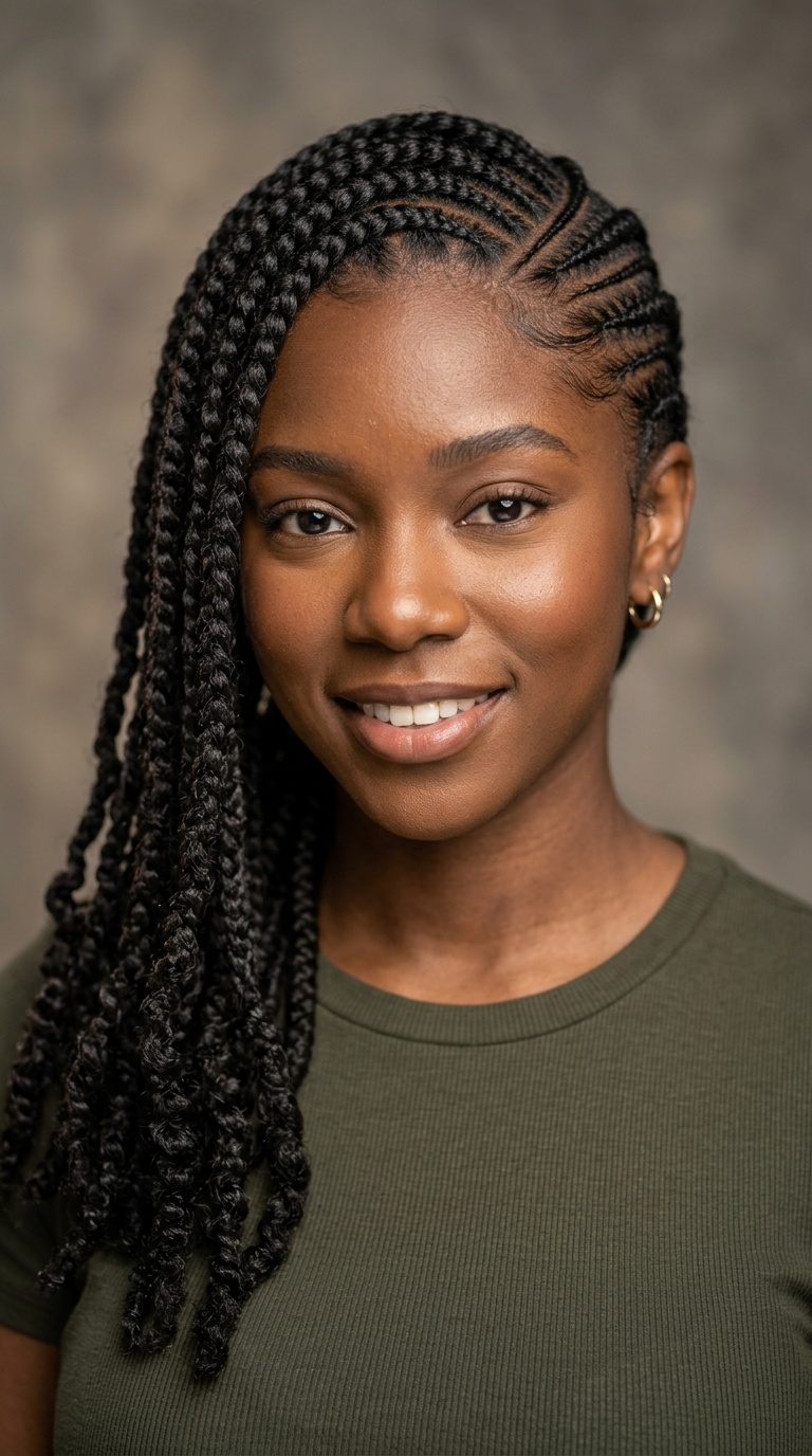 Side-Swept Cornrows