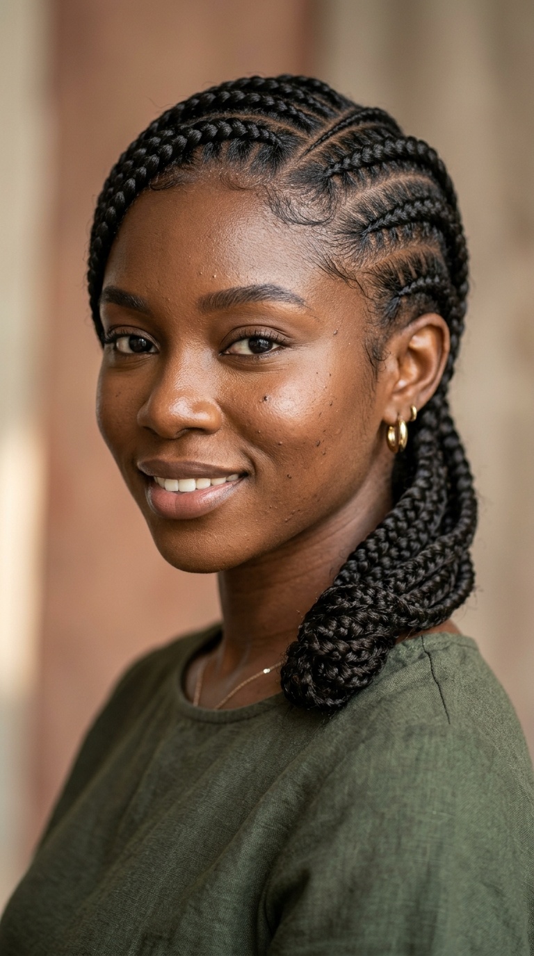 Side-Swept Cornrows