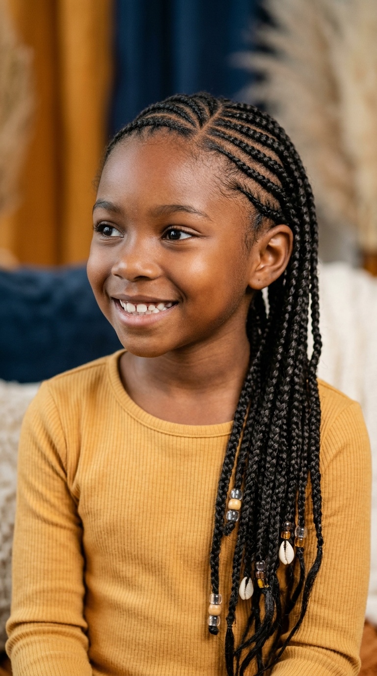 Side-Swept Cornrows with a Flowing Finish