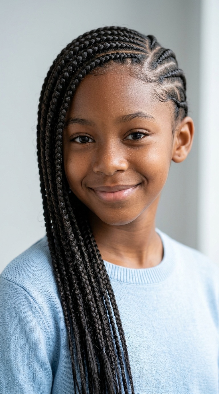 Side-Swept Cornrows with Extensions