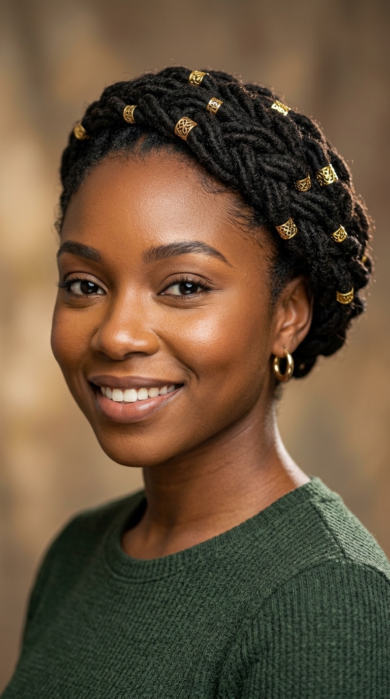 Side-Swept Crown with Gold Cuffs