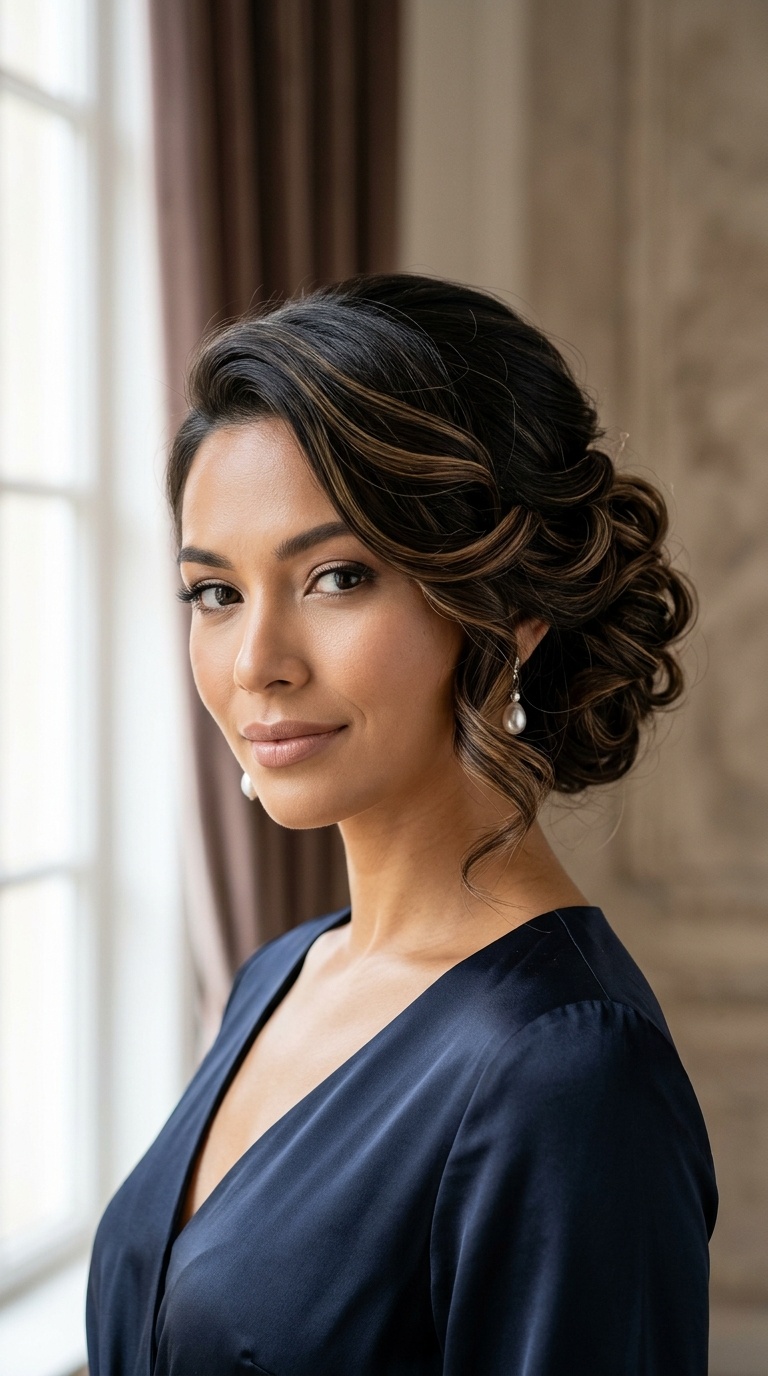 Side-Swept Curled Updo