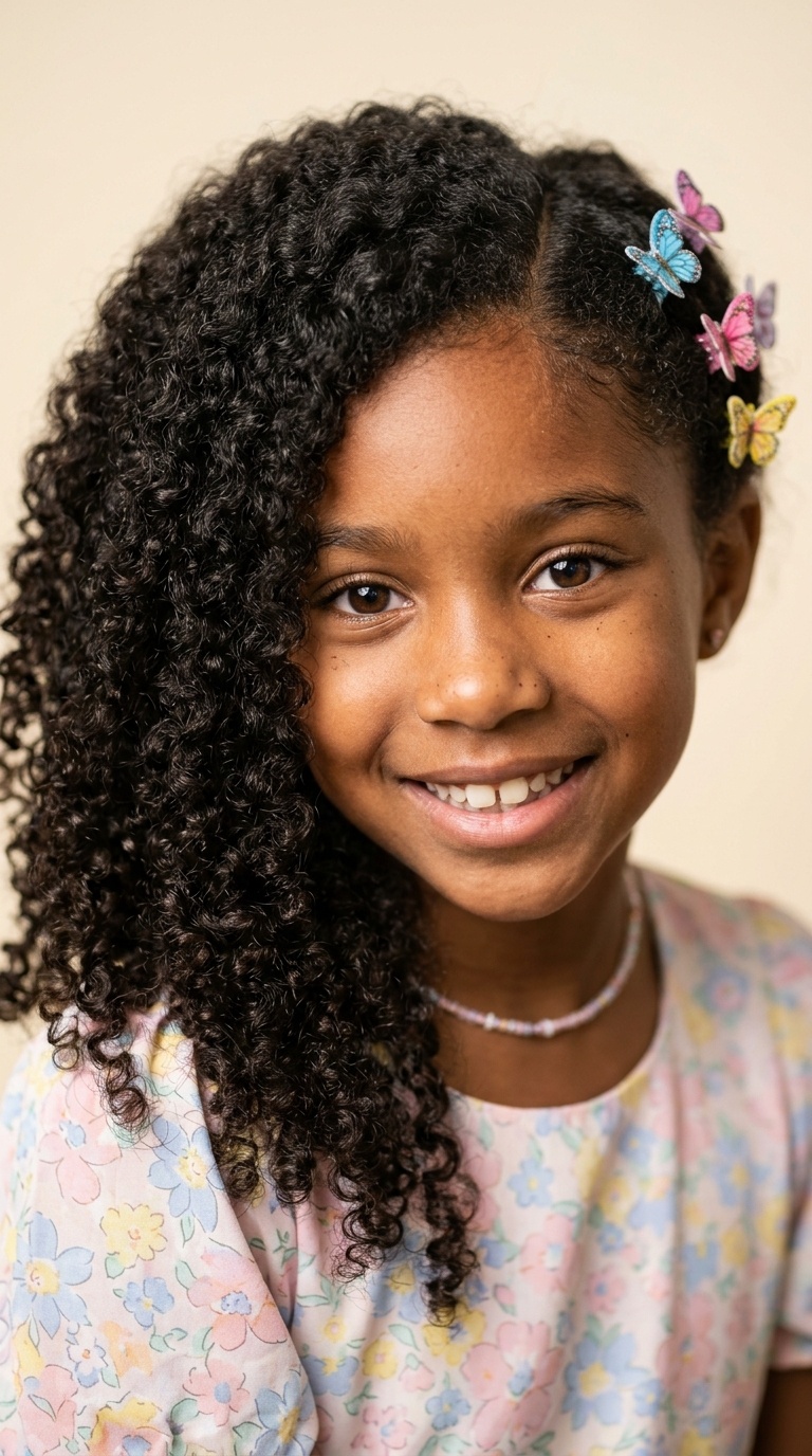 Side-Swept Curls with Butterfly Clips