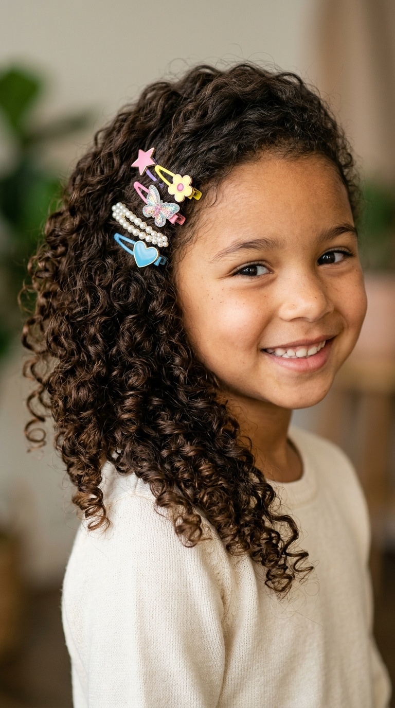 Side-Swept Curls with Decorative Clips