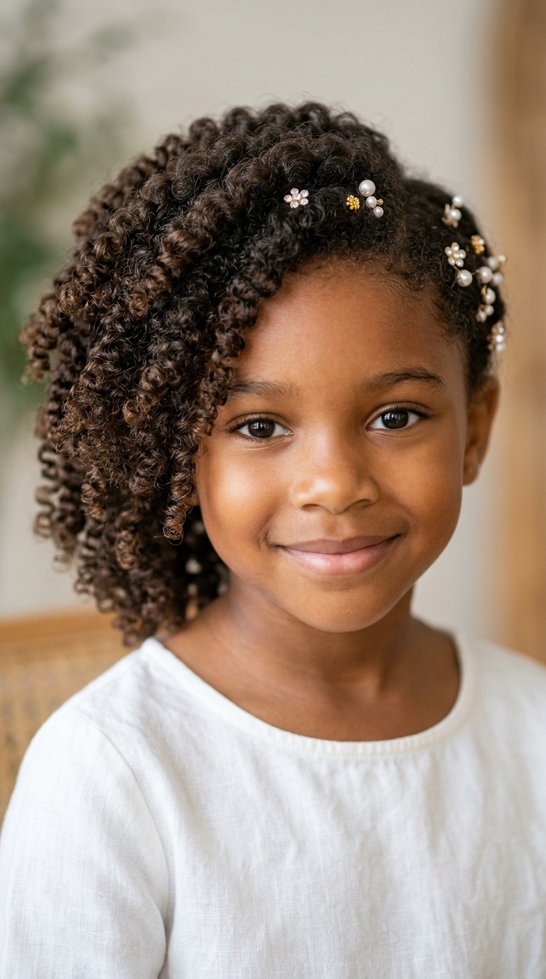 Side-Swept Curls with Decorative Pins