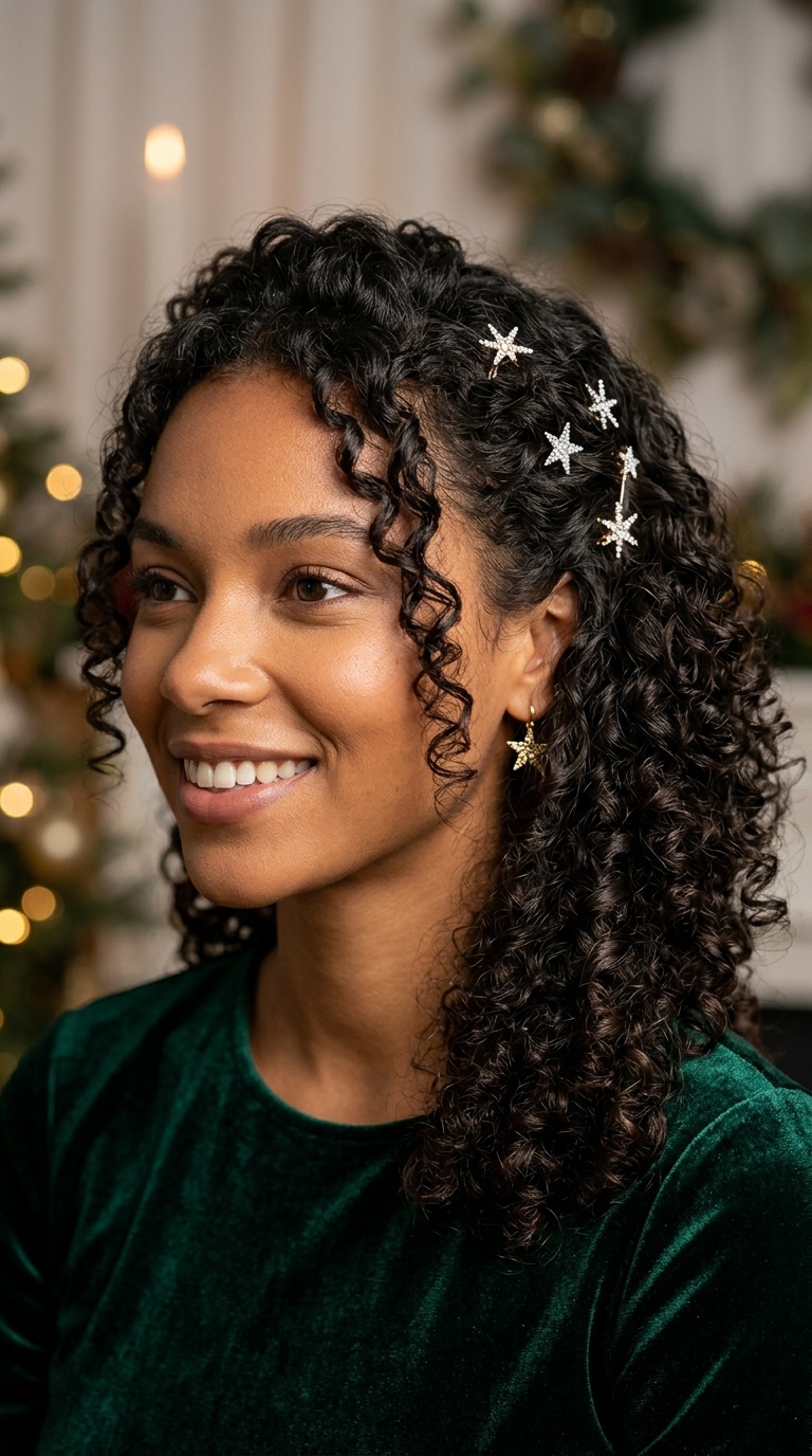 Side-Swept Curls with Star Clips