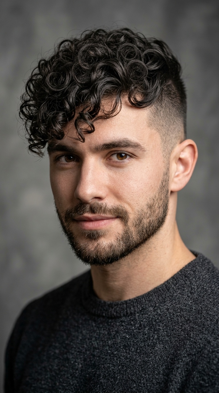 Side-Swept Curly Fringe with Undercut