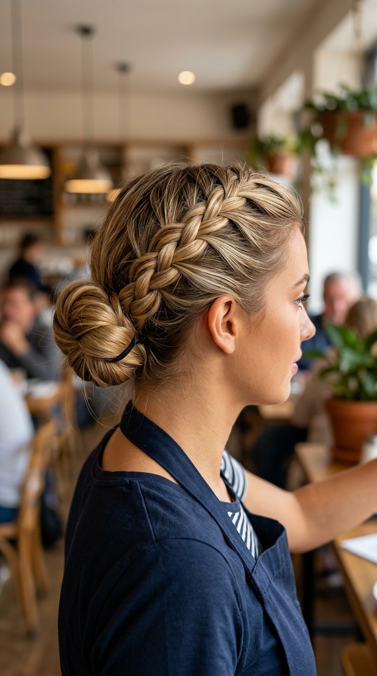 Side-Swept Dutch Braid Bun