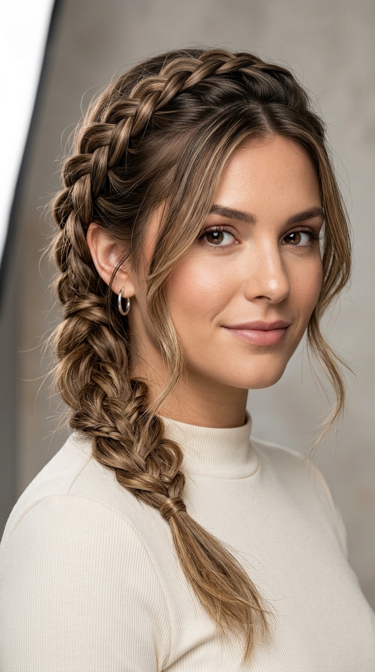 Side-Swept Dutch Braid with Layers