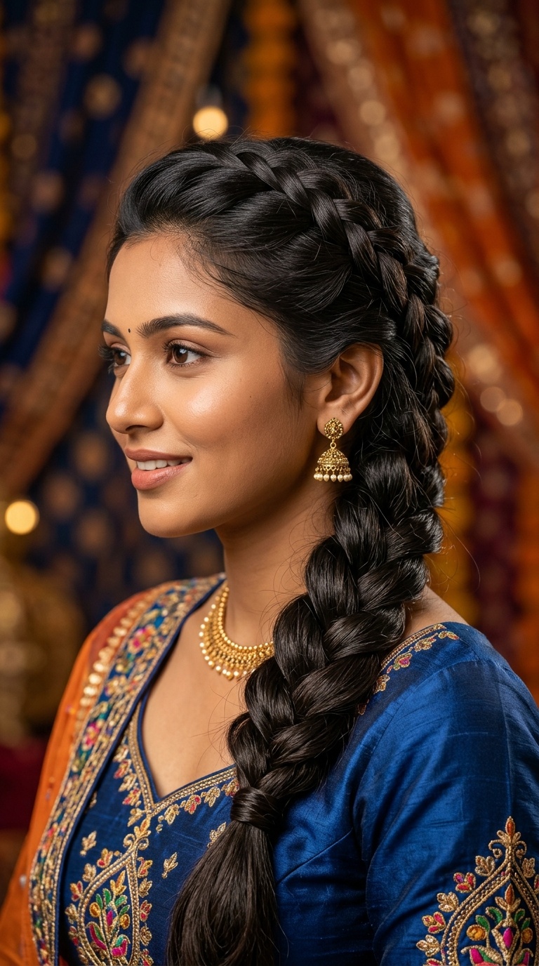 Side-Swept Faux Dutch Braid