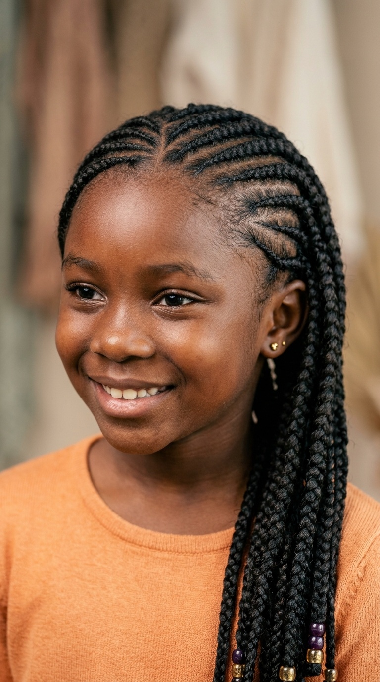 Side-Swept Feed-In Braids