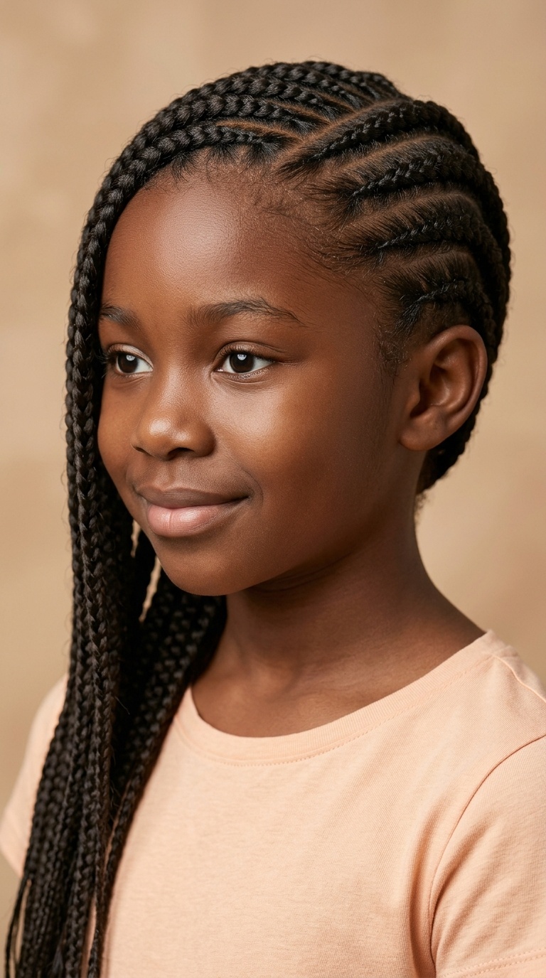 Side-Swept Feed-in Braids
