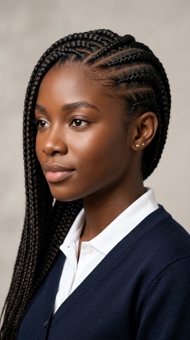 Side-Swept Feed-In Braids