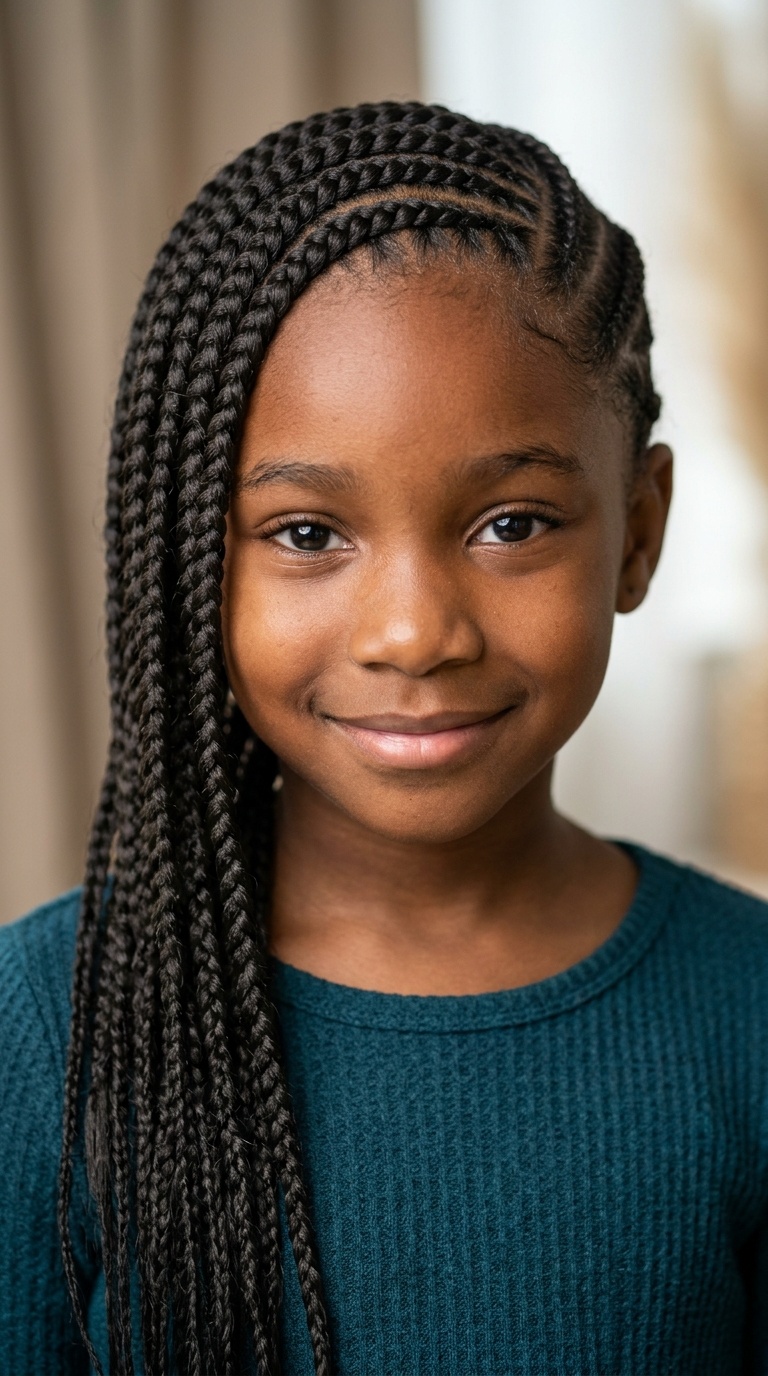 Side-Swept Feed-In Braids