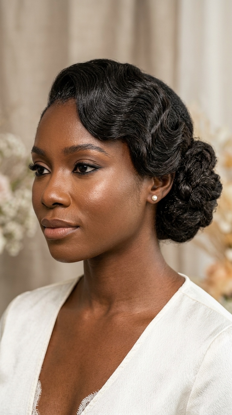 Side-Swept Finger Wave Updo