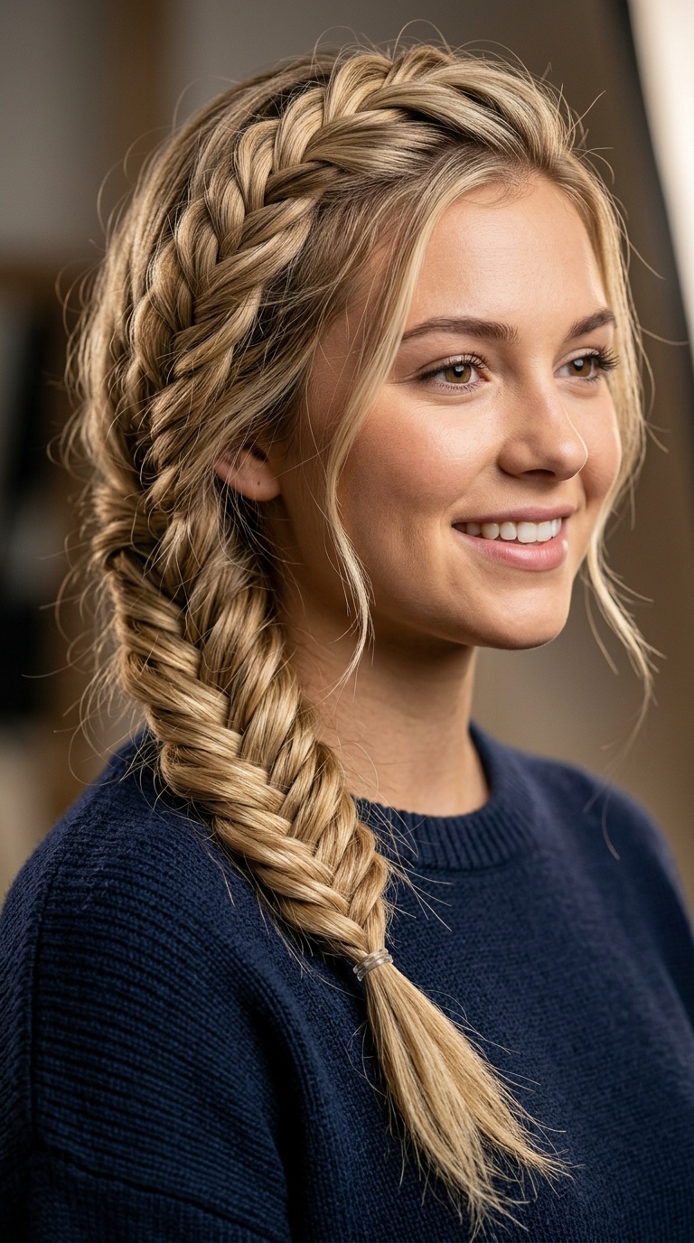 Side-Swept Fishtail Braid
