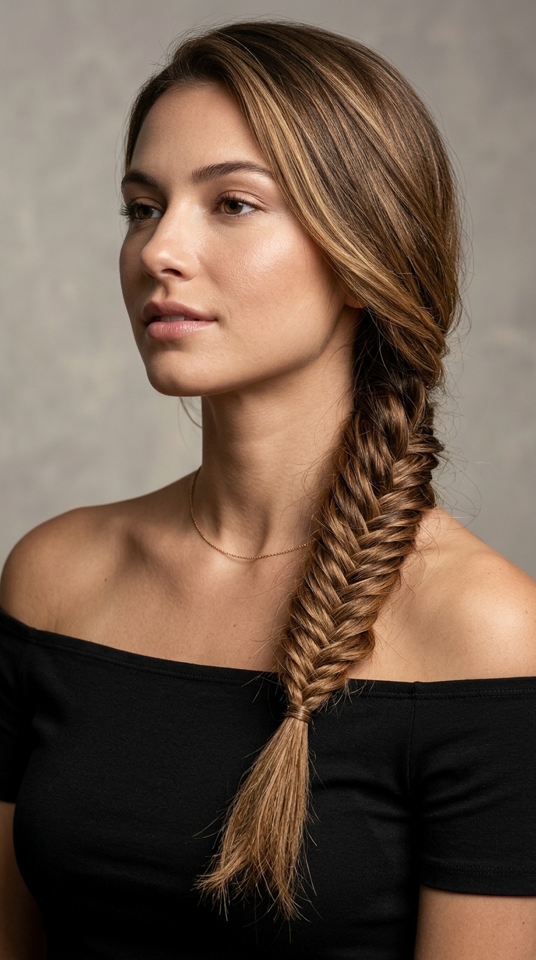 Side-Swept Fishtail Braid
