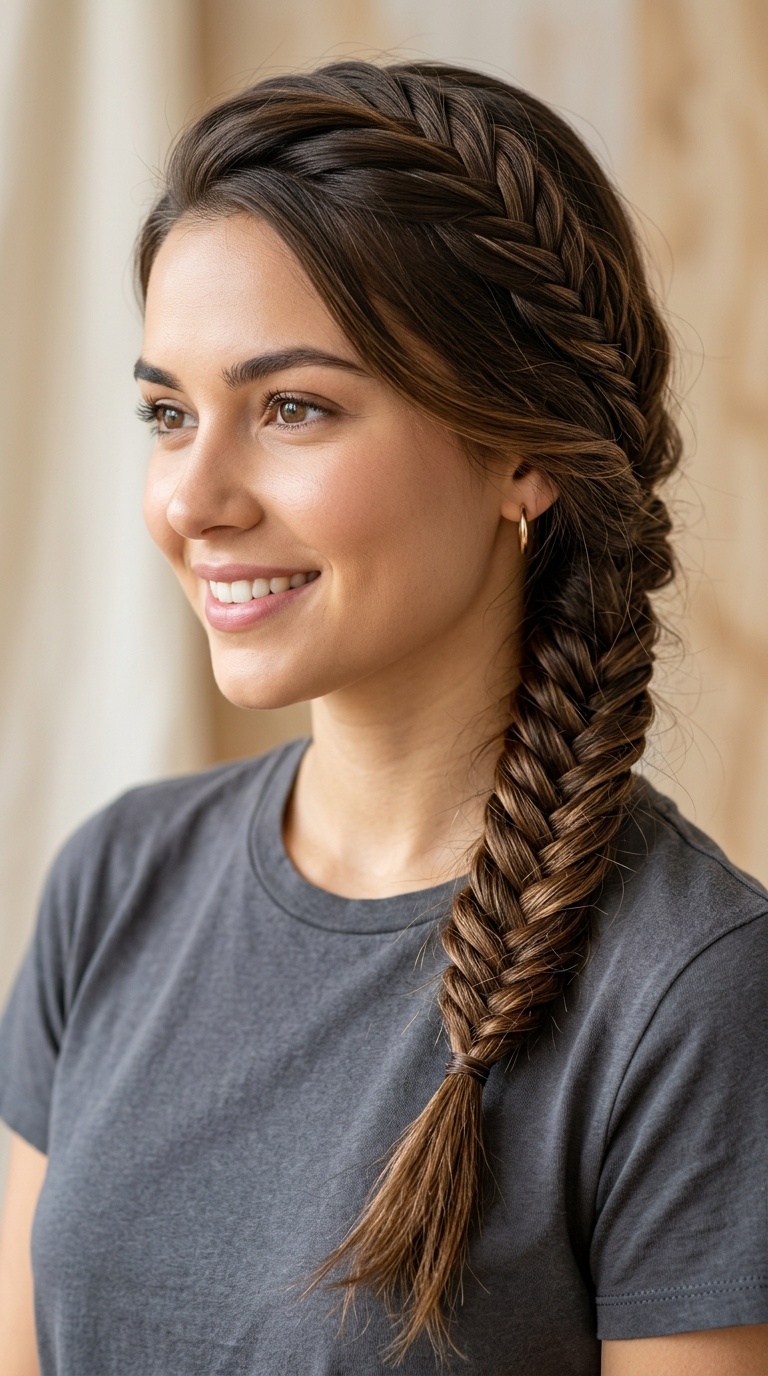 Side-Swept Fishtail Braid