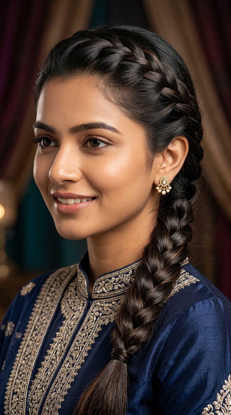 Side-Swept French Braid