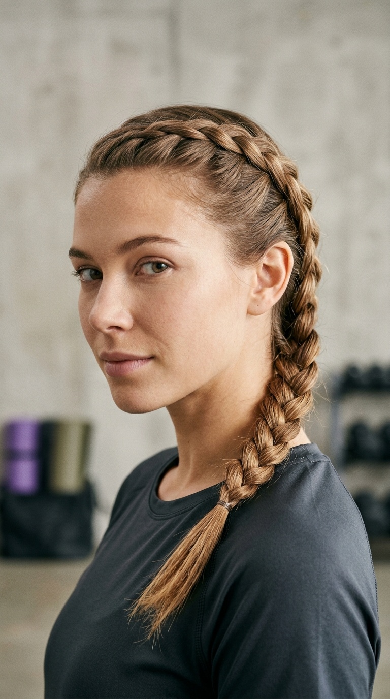 Side-Swept French Braid for Helmets