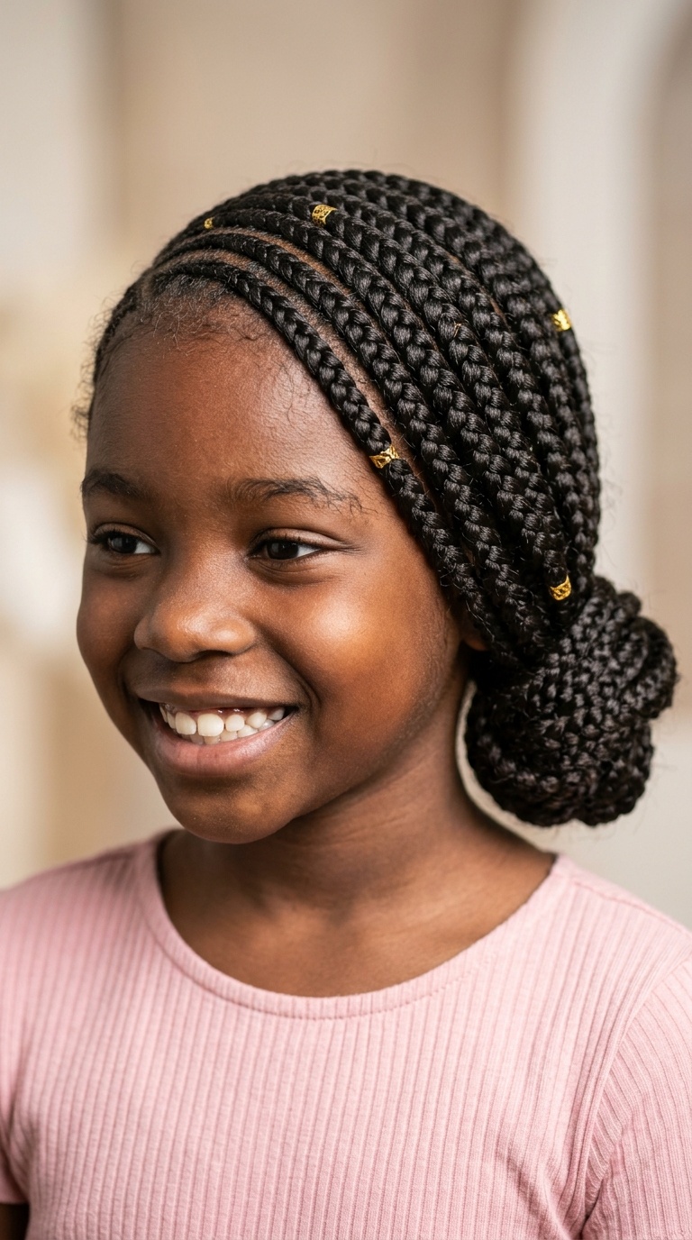 Side-Swept Ghana Feed-in Braids