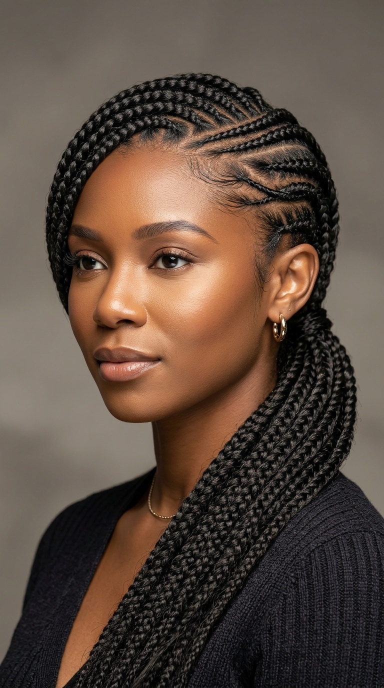 Side-Swept Goddess Cornrows