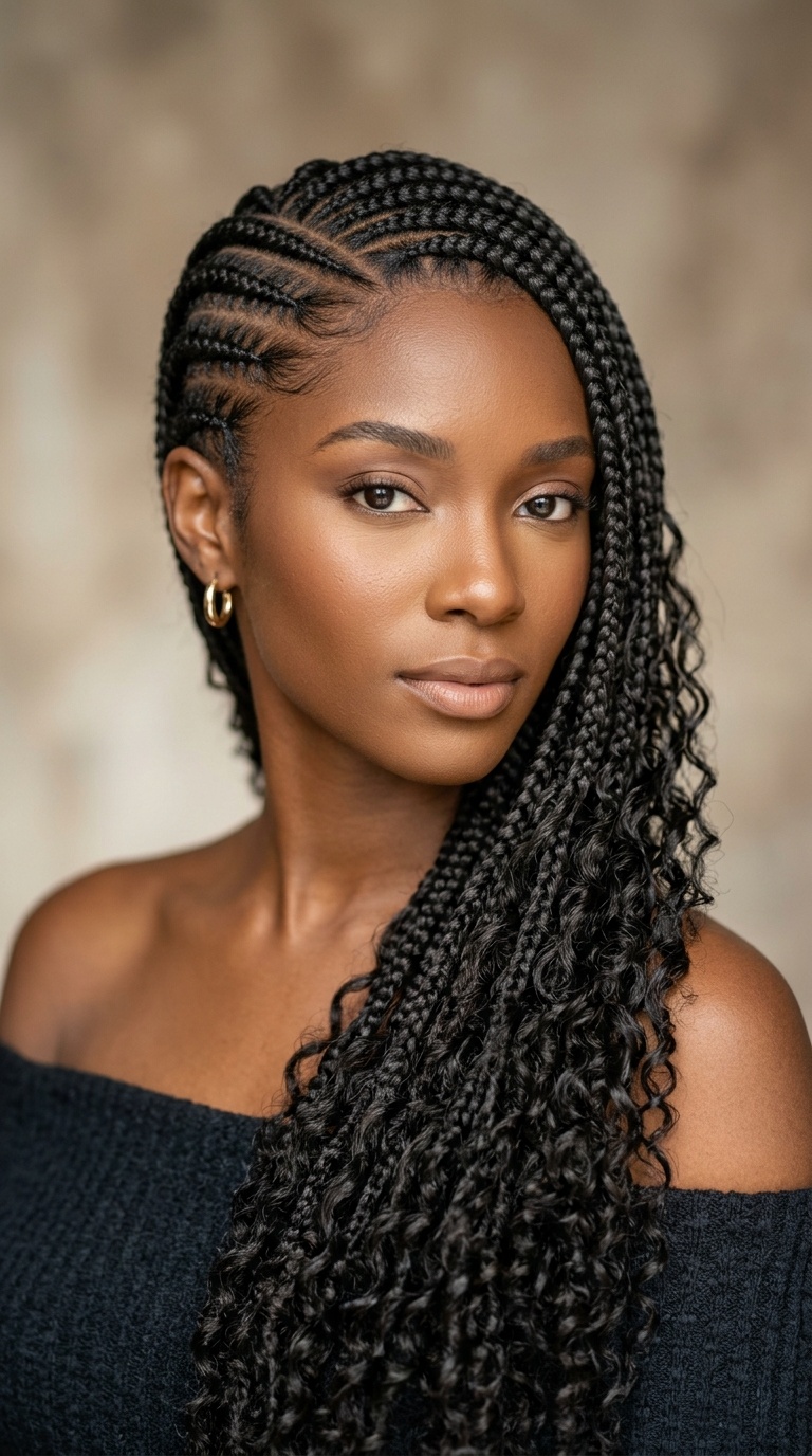 Side-Swept Goddess Cornrows