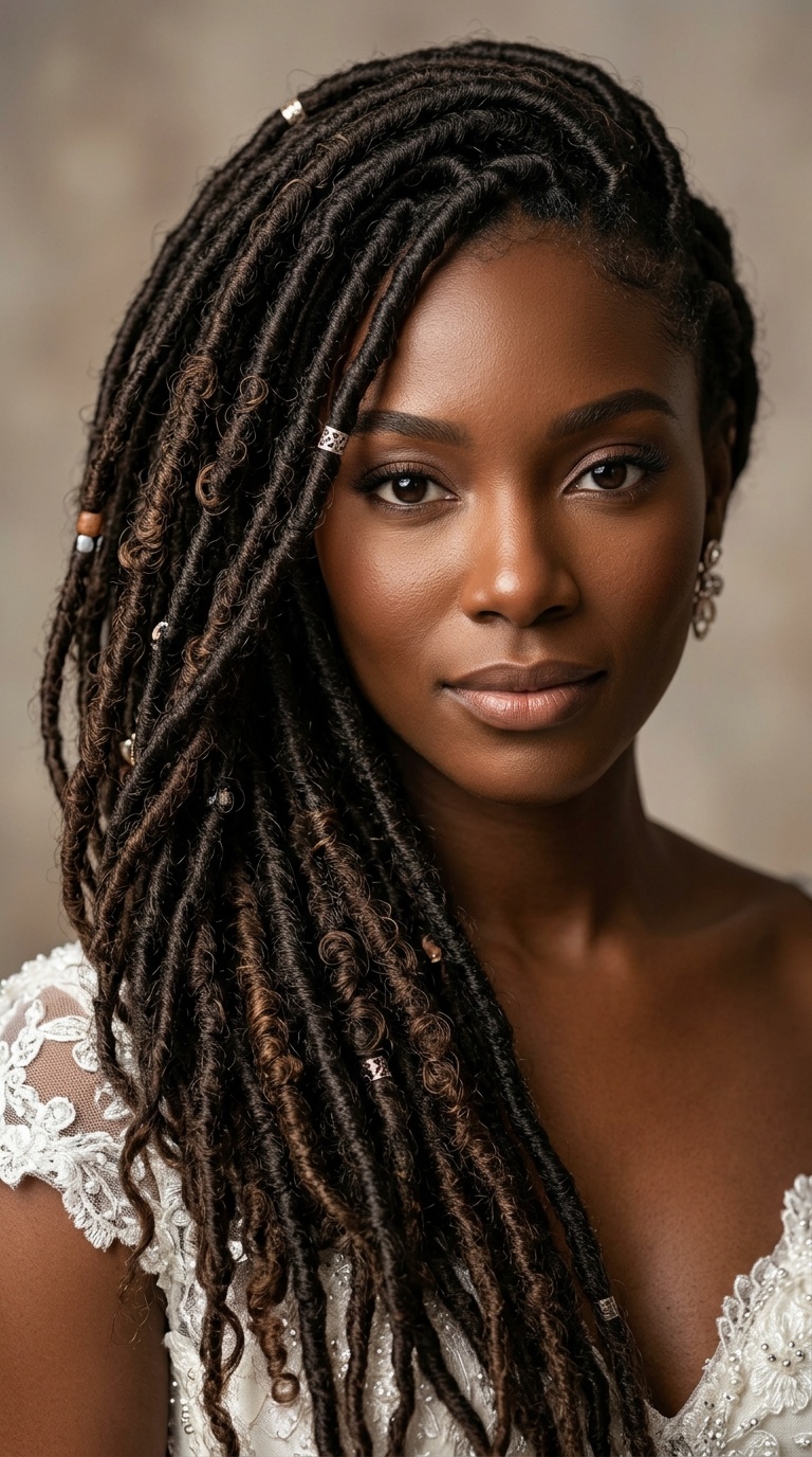Side-Swept Goddess Locs