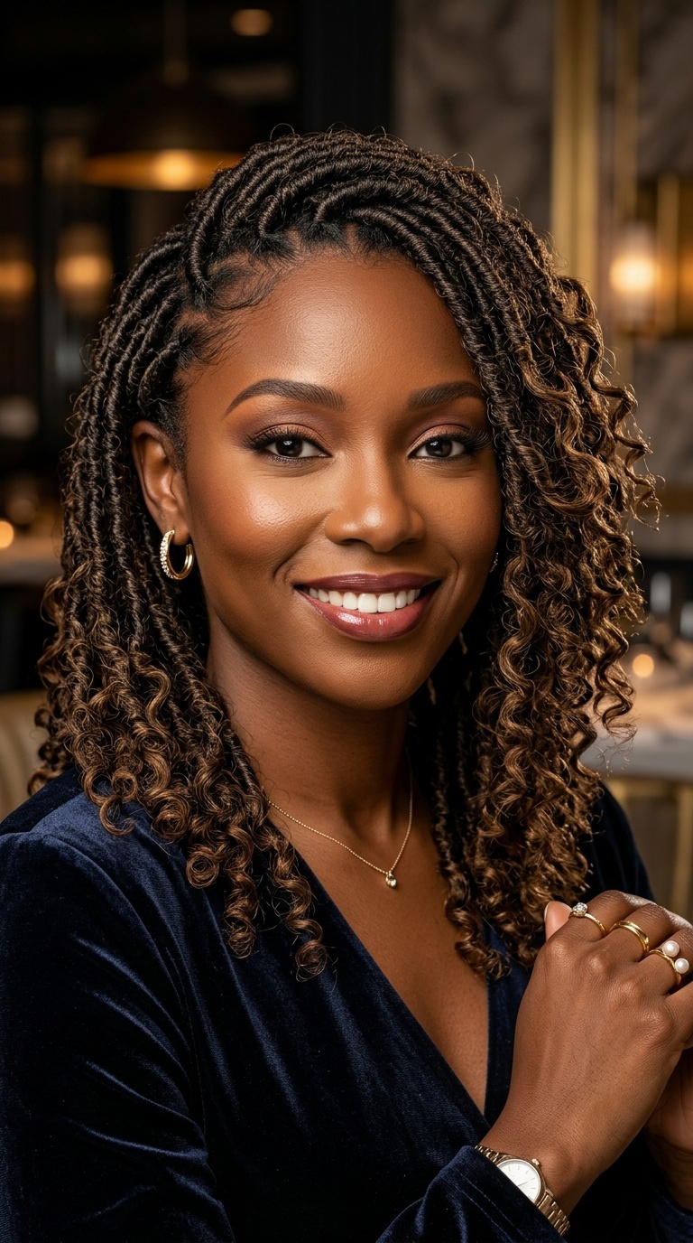 Side-Swept Goddess Locs