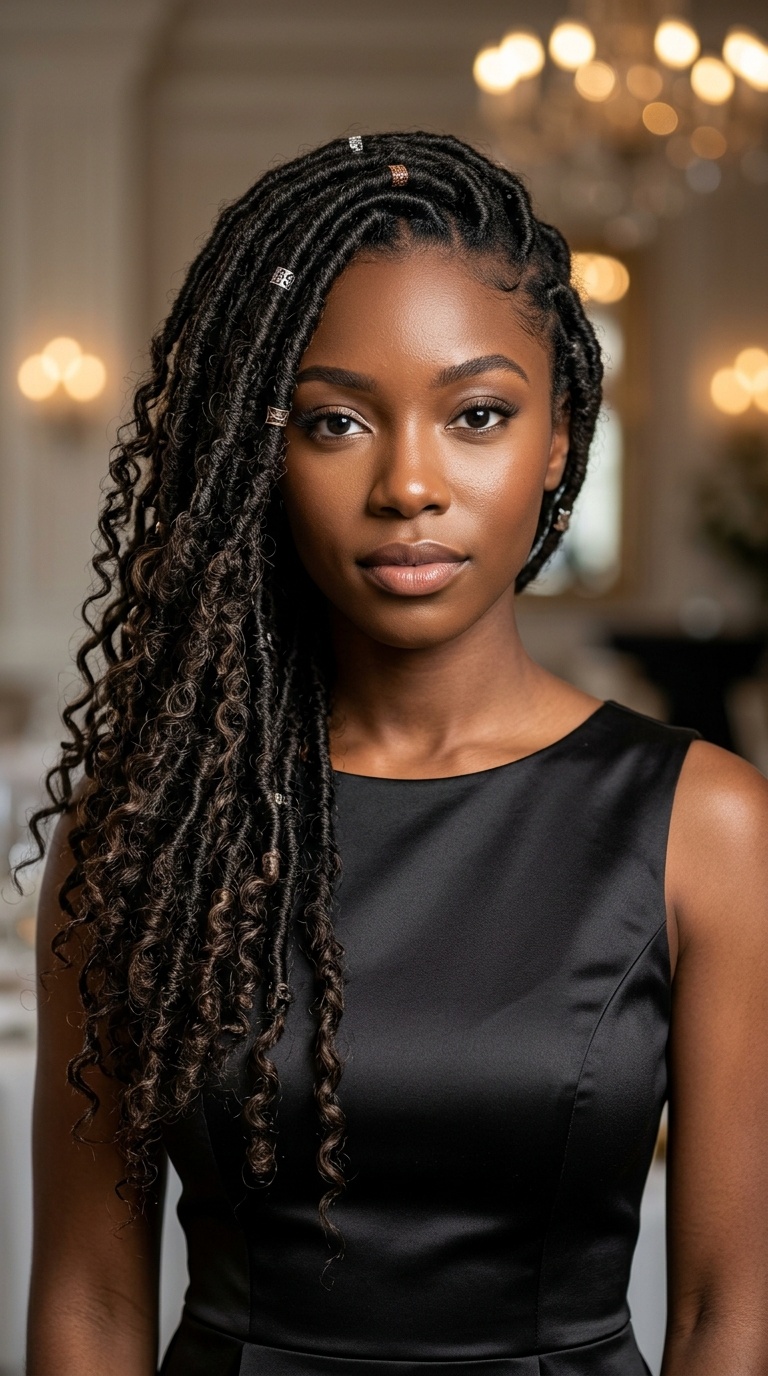 Side-Swept Goddess Locs