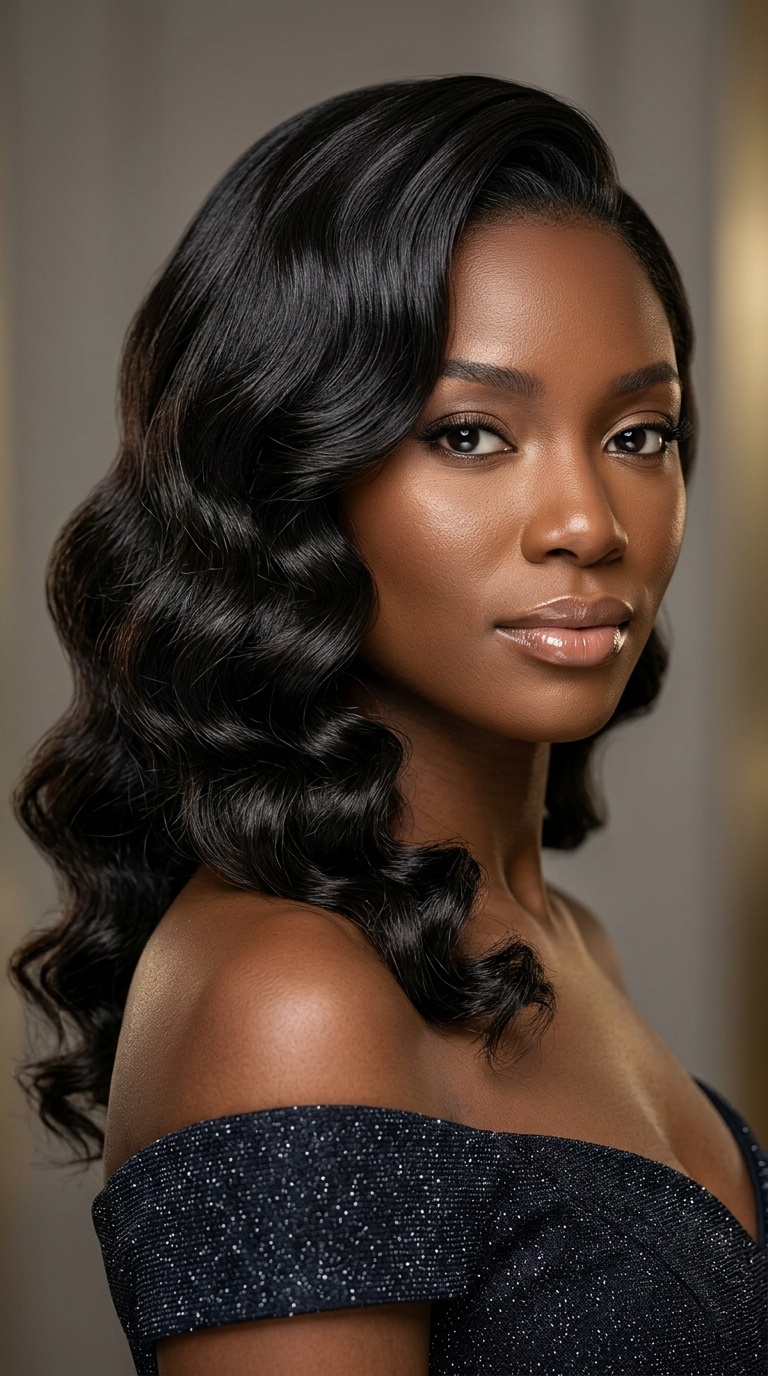 Side-Swept Hollywood Waves
