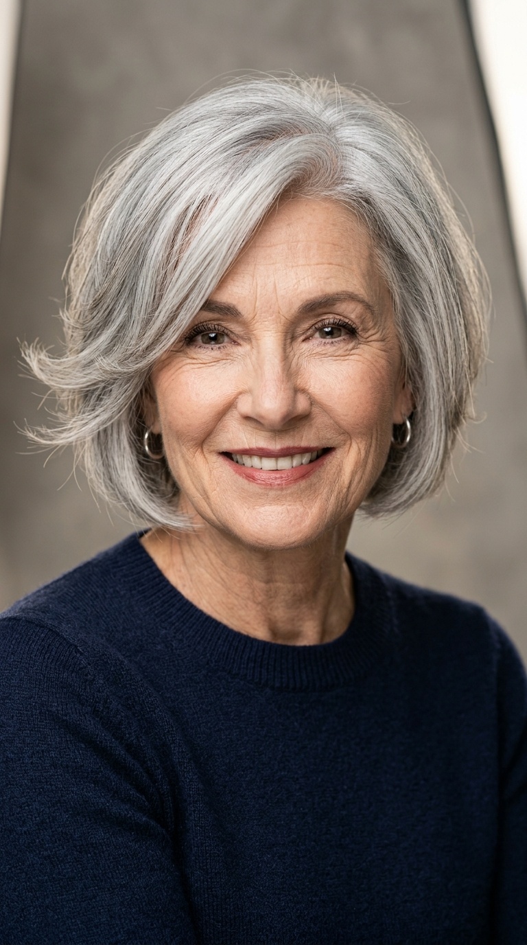 Side-Swept Layered Bob with Feathered Tips