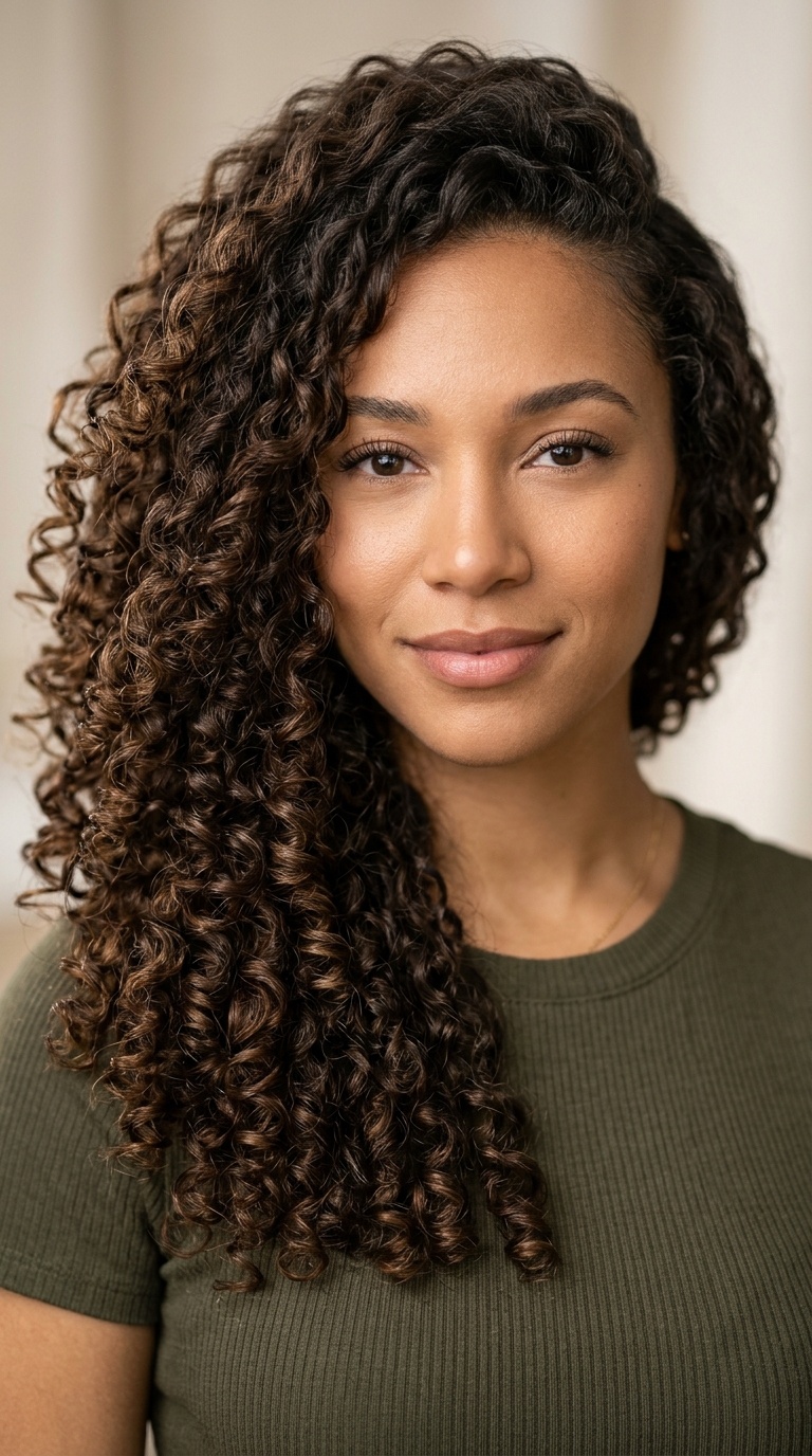 Side-Swept Layered Ringlets