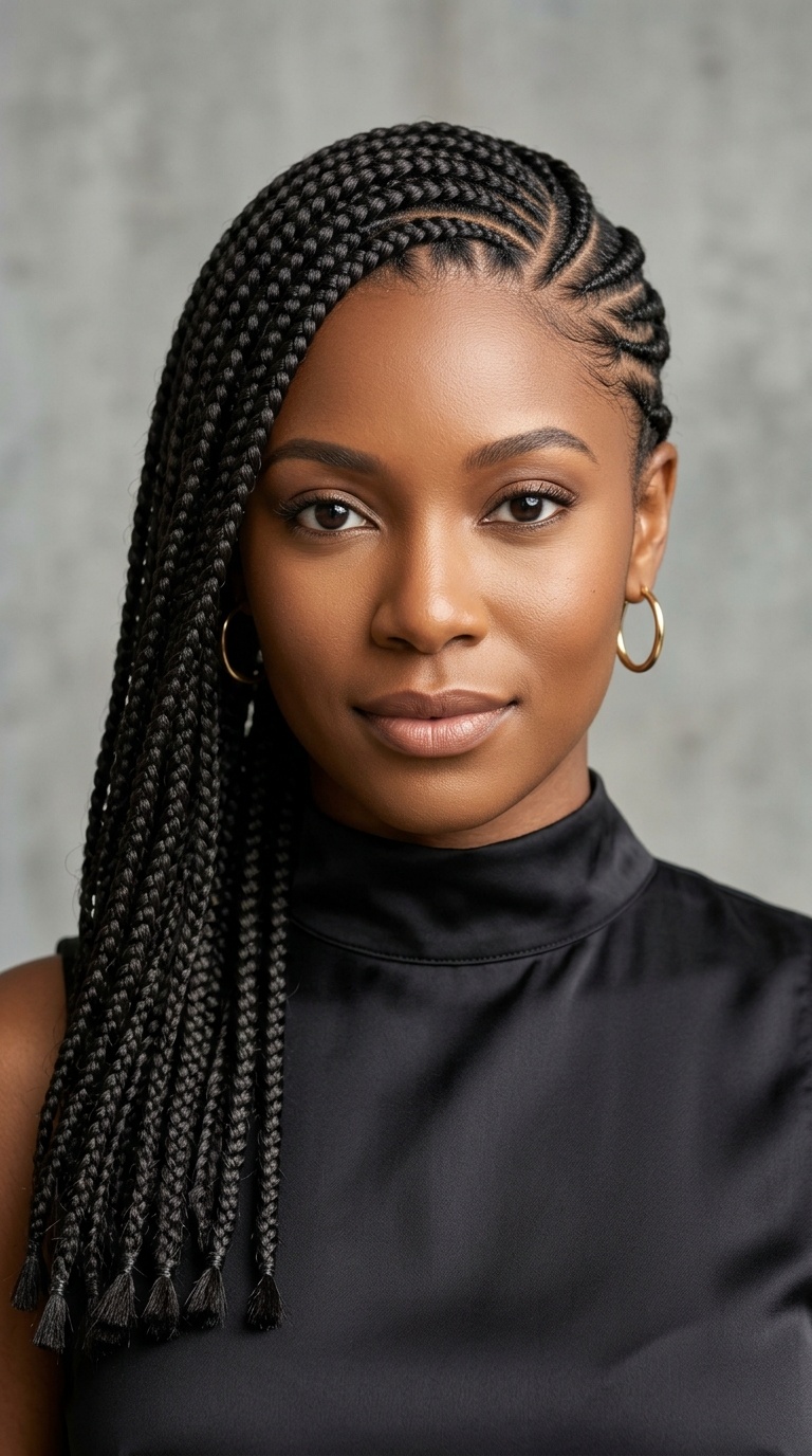 Side-Swept Lemonade Braids