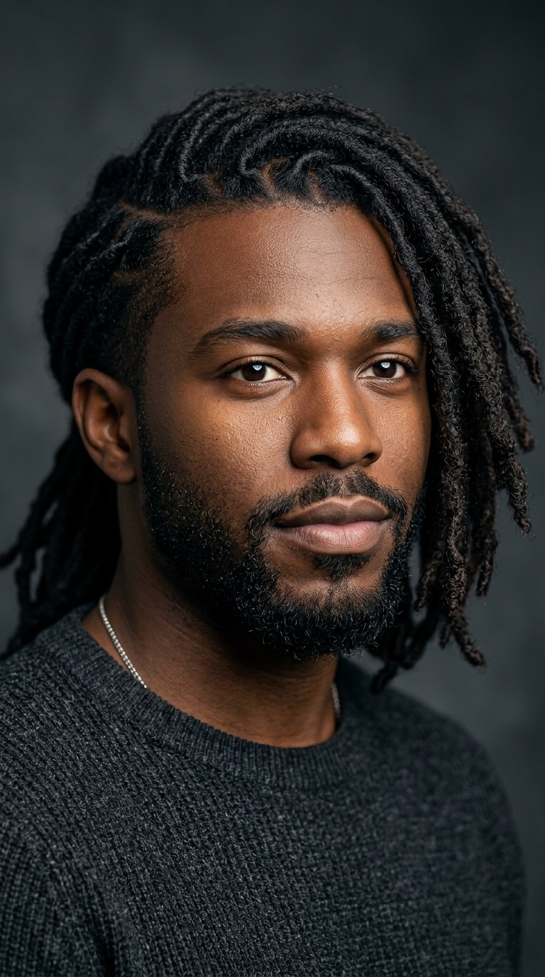 Side-Swept Locs with a Part