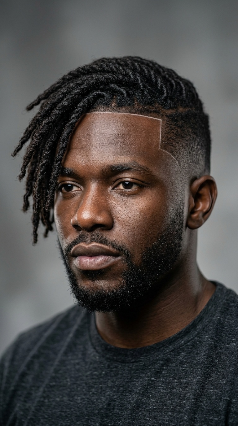 Side-Swept Locs with Surgical Line