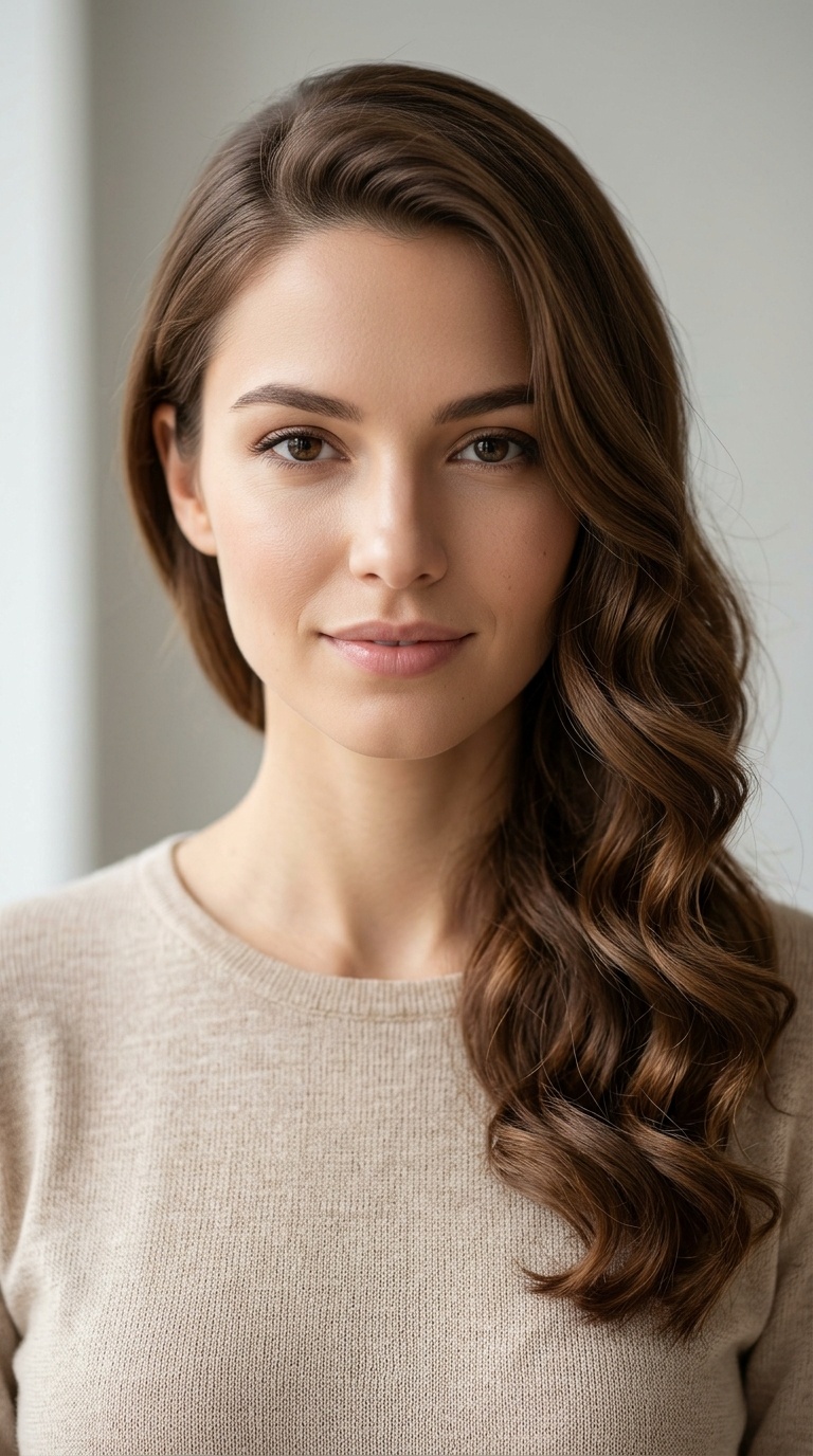Side-Swept Long Curls