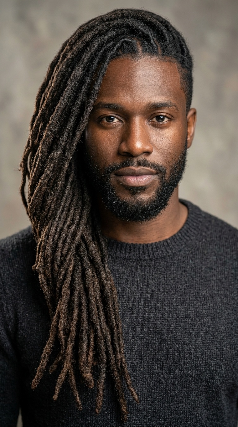 Side-Swept Long Locs